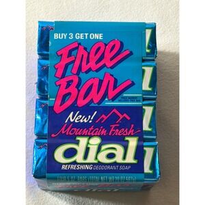 Vintage Dial Mountain Fresh Deodorant Soap 4 Bar Pack 5oz Each 20oz Total 90s